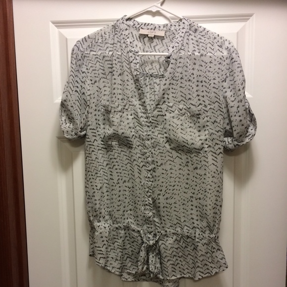 Gray sheer top LOFT - small