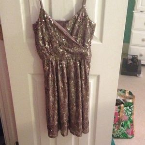 Express Gold sequined sparkle dress