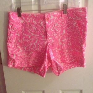 Pink and white patterned shorts