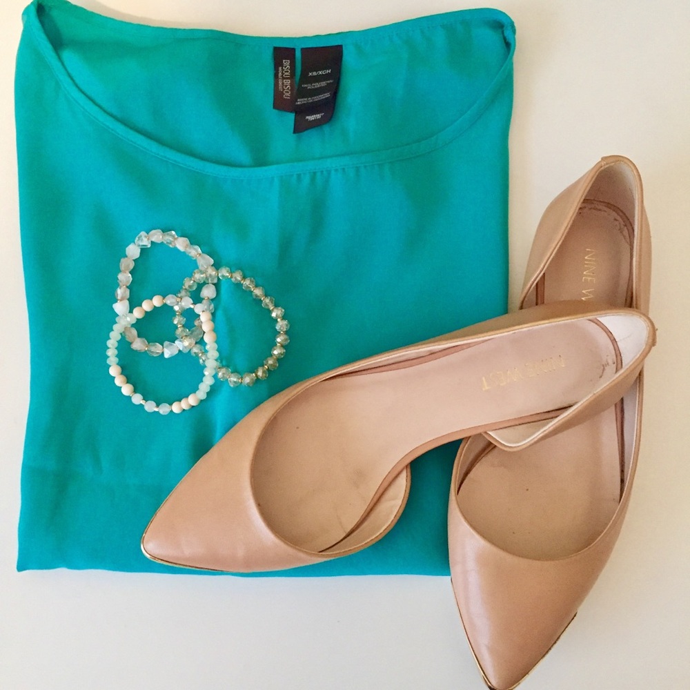 {Anthro} Boho Teal Top