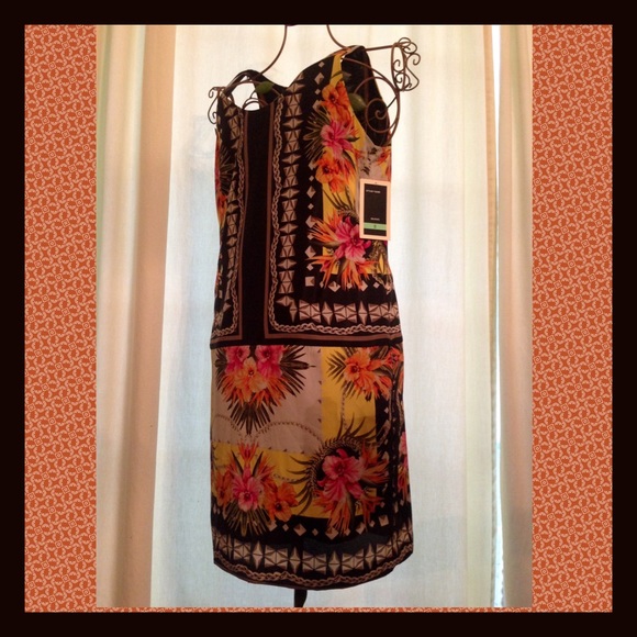 Floral and Abstract Print Dress in Size 8.