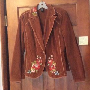 🌟LAST CHANCE🌟Rust Embroidered Corduroy Jacket