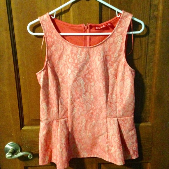 NWOT Coral Lace Peplum Tank