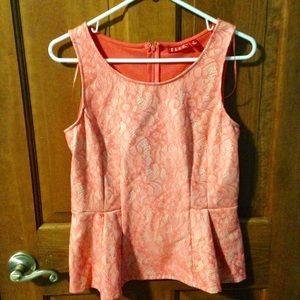NWOT Coral Lace Peplum Tank