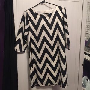Black and white chevron dress.