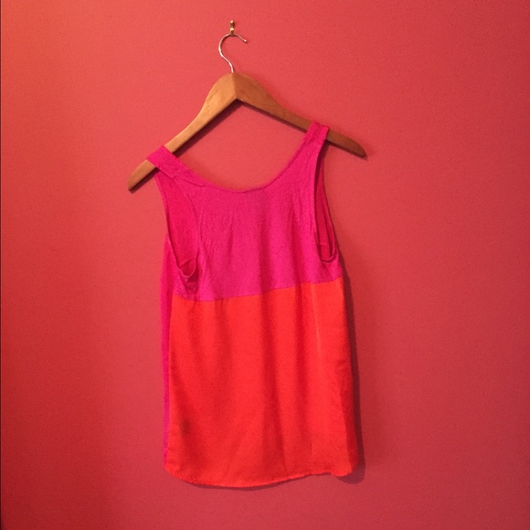 Pink and orange color block tank - Picture 2 of 3