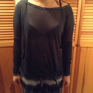 Deep green sheer long sleeve