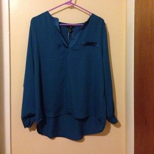 Teal long sleeve light top