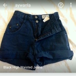Black high wasted denim shorts