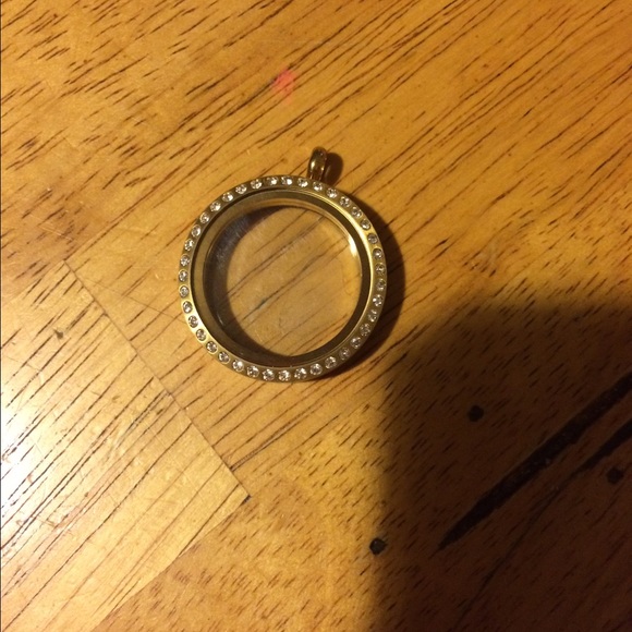 Large gold crystal locket