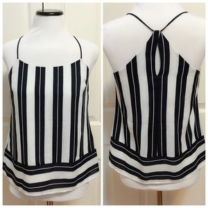 Banana republic dark navy and white top