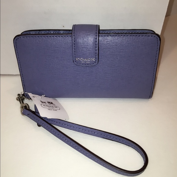 SAFFIANO LEATHER PHONE WALLET SILVER/CORNFLOWER. - Picture 2 of 4