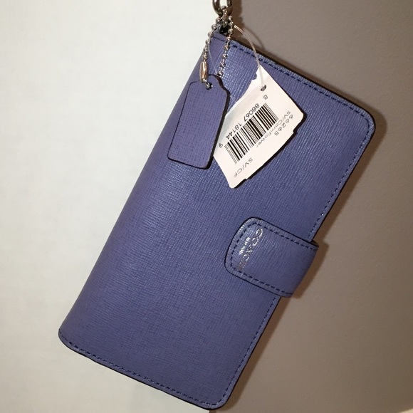 SAFFIANO LEATHER PHONE WALLET SILVER/CORNFLOWER. - Picture 3 of 4