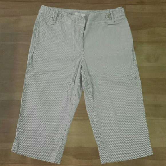 Blue & White Striped Capris