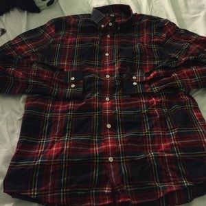 plaid button down collard shirt