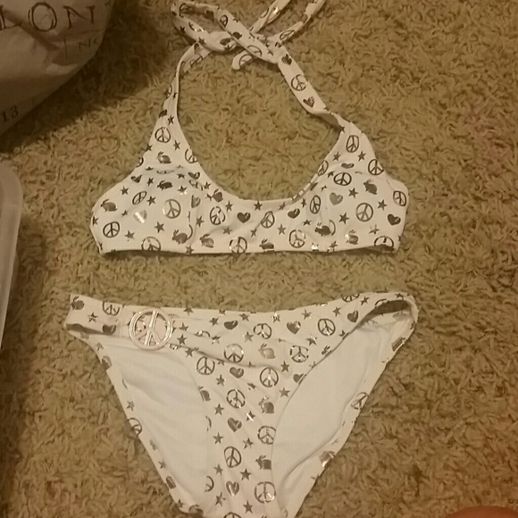 White and gold Victoria Secret bathing suit