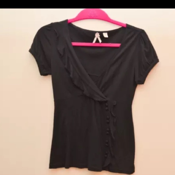 Anthropologie Maeve black short sleeve shirt