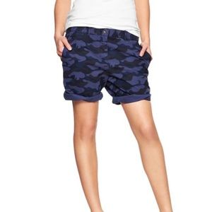 Gap Blue Camo Boyfriend Roll-Up Shorts