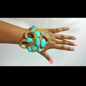 Asymmetrical Woven Knot Bracelet w/Cabochons