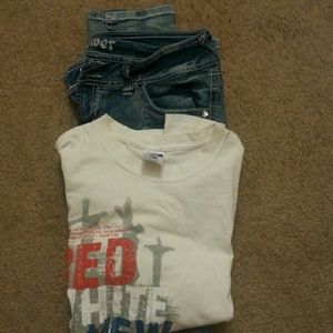 Religious tee and wallflower jean bundle