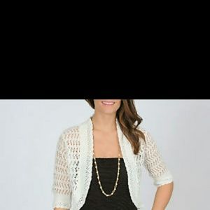 Isabella Rodriguez Metallic Weave Crochet Bolero