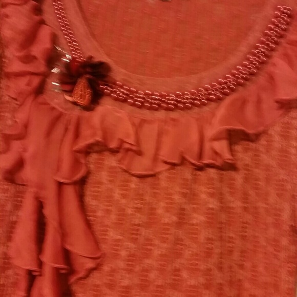Long sleeve embellished orange sweater
