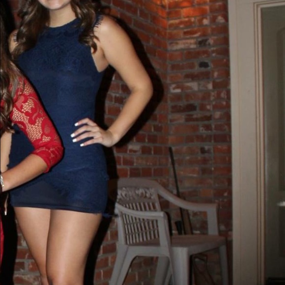 Navy Blue Lace Dress