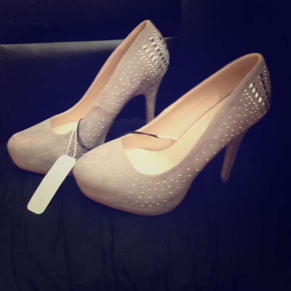 Charming Charlie. Nude silver studed heels.