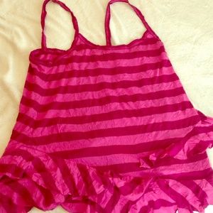 Pink and Magenta Striped Frill Tee
