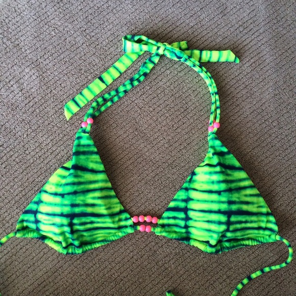 Victoria's Secret Bikini Top NWOT Green Tie Dye