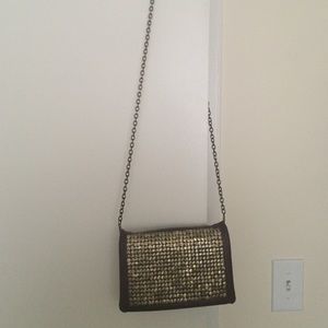 Purple and gold crossbody bag