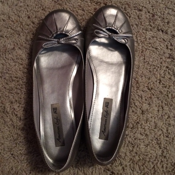 Silver metallic flats