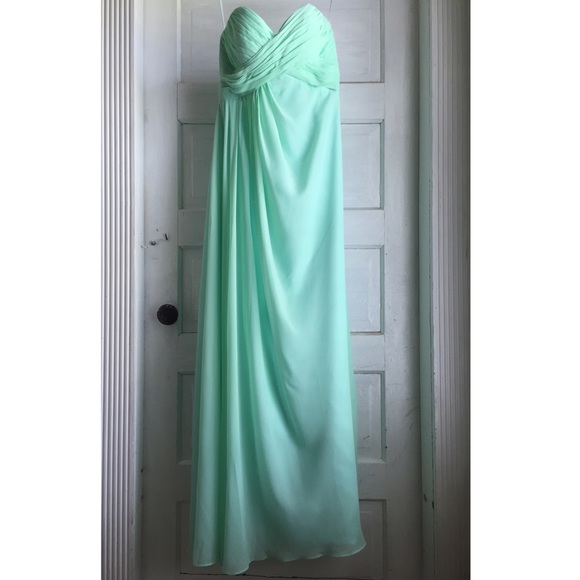 Mint strapless, formal dress