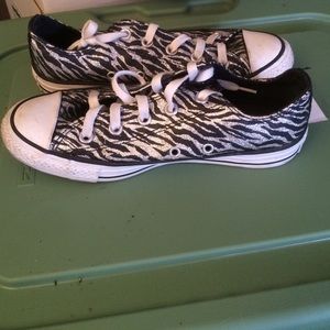 Black and white sparkly zebra converse