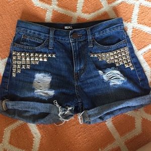 High waisted studded shorts