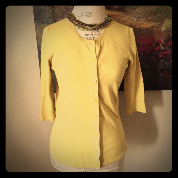 Melina 3/4 length cardigan green yellow small