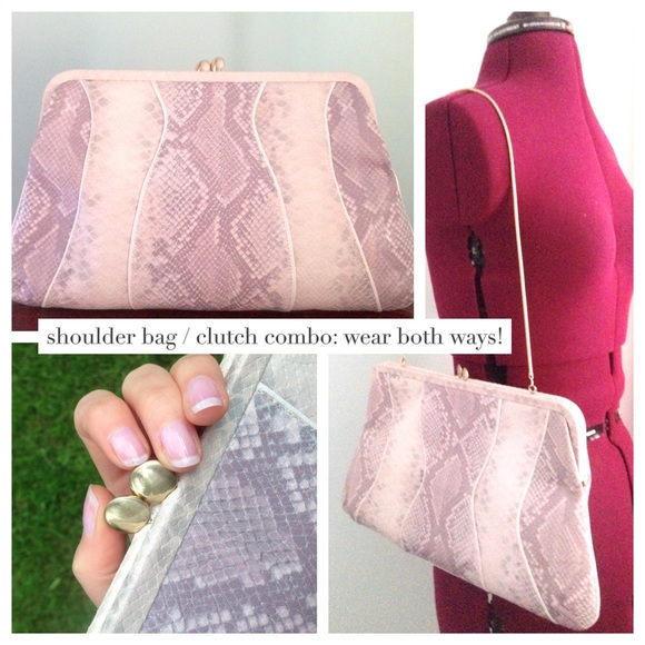 VIA SPIGA pastel purple snake skin clutch purse