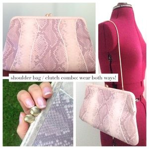 VIA SPIGA pastel purple snake skin clutch purse