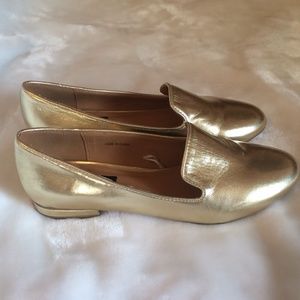 Deena & Ozzy Gold Metallic Loafers