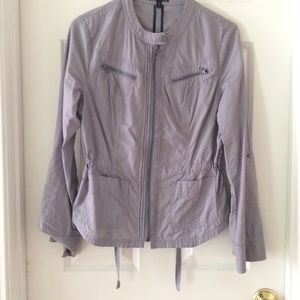 Pale Grey Cotton Moto-Jacket