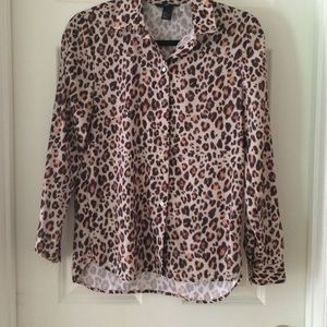 Cheetah print silky button up top