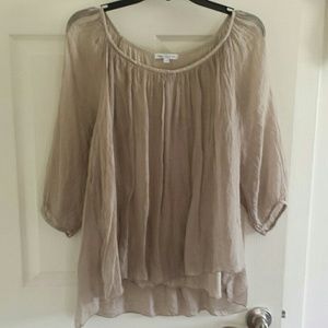 Taupe colored flowy top