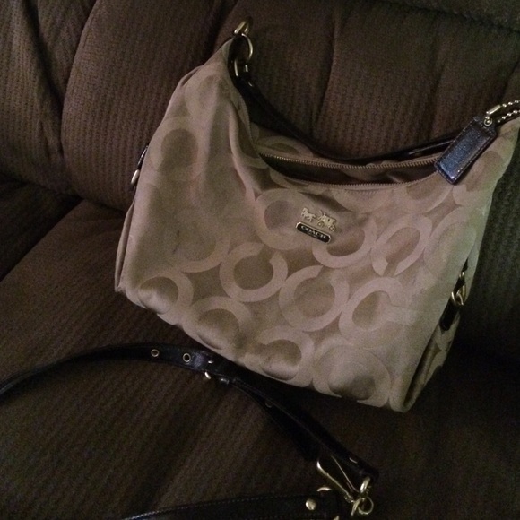 Coach tan and gold purse