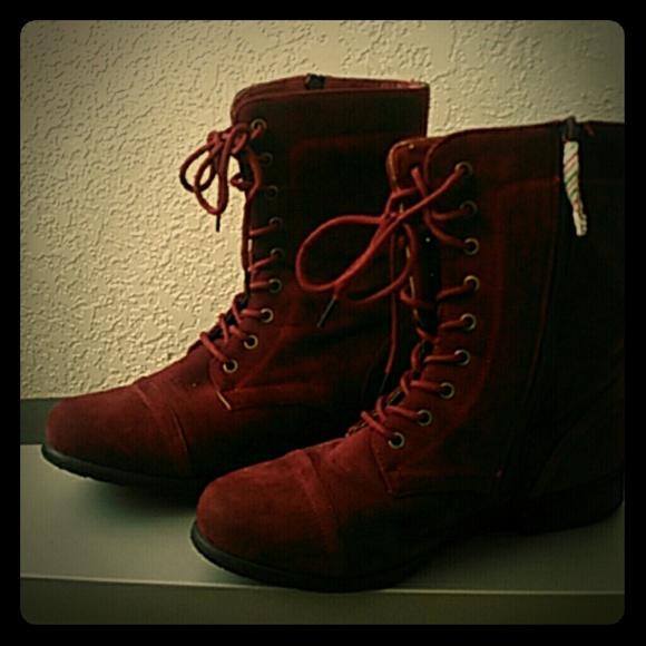 Suede Red Boots