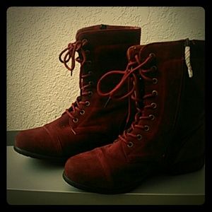 Suede Red Boots