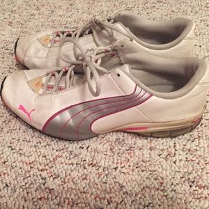 Puma cell hot pink, silver, white shoes! Size 9