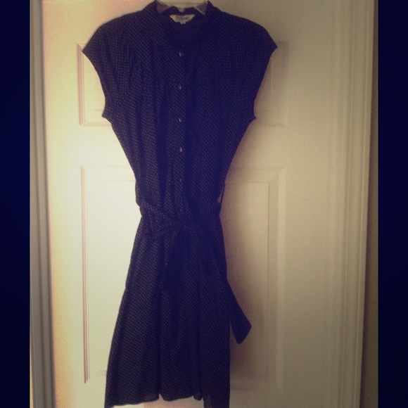 Retro Inspired Black/White Polka Dot Shirt Dress