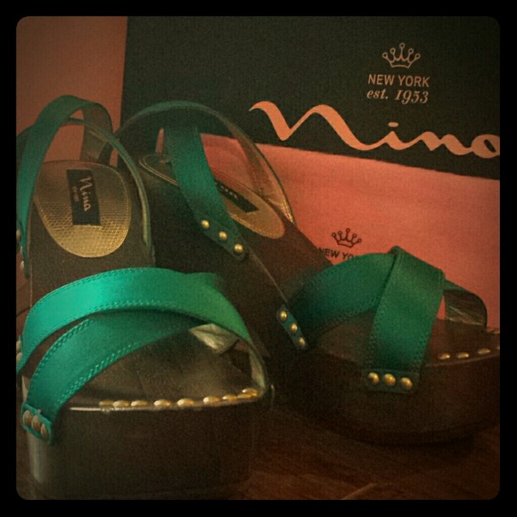 Nina NY Teal Satin Platform