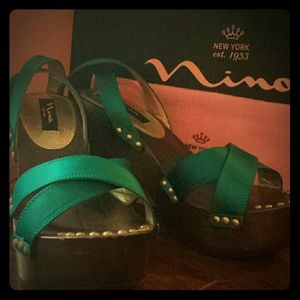 Nina NY Teal Satin Platform
