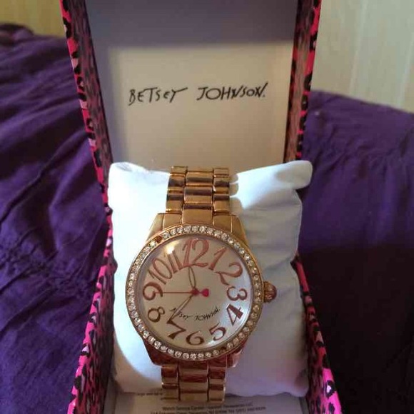 Gold Betsey Johnson boyfriend watch